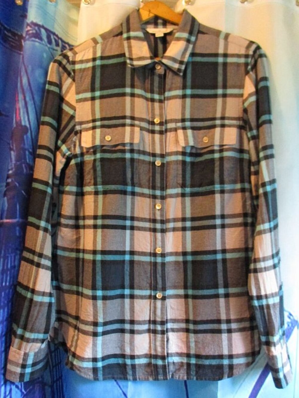 "L.L.BEAN Signature" Lightweight Flannel Seasonal SHIRT Button Down Woman Sz 6
